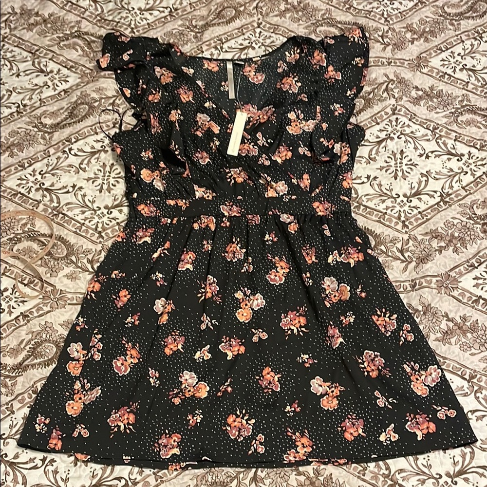 LC Lauren Conrad Women Floral Dress in Black and Pink